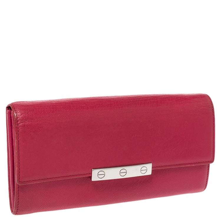 مملوكة مسبقًا Cartier Pink Leather Love Continental Wallet