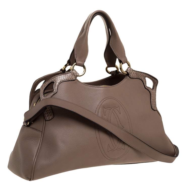 مملوكة مسبقًا Cartier Beige Leather and Python Marcello de Cartier Shoulder Bag