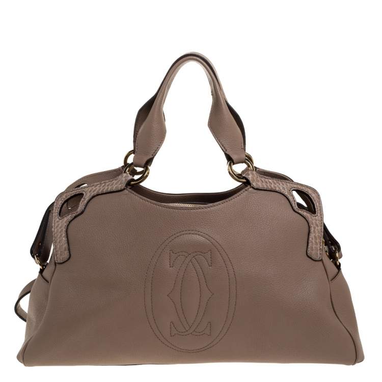 مملوكة مسبقًا Cartier Beige Leather and Python Marcello de Cartier Shoulder Bag