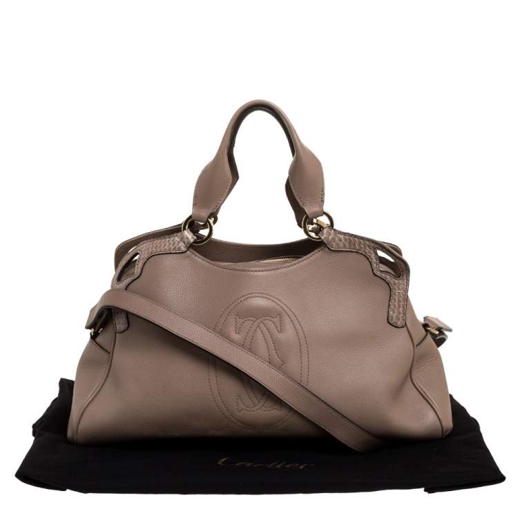 مملوكة مسبقًا Cartier Beige Leather and Python Marcello de Cartier Shoulder Bag