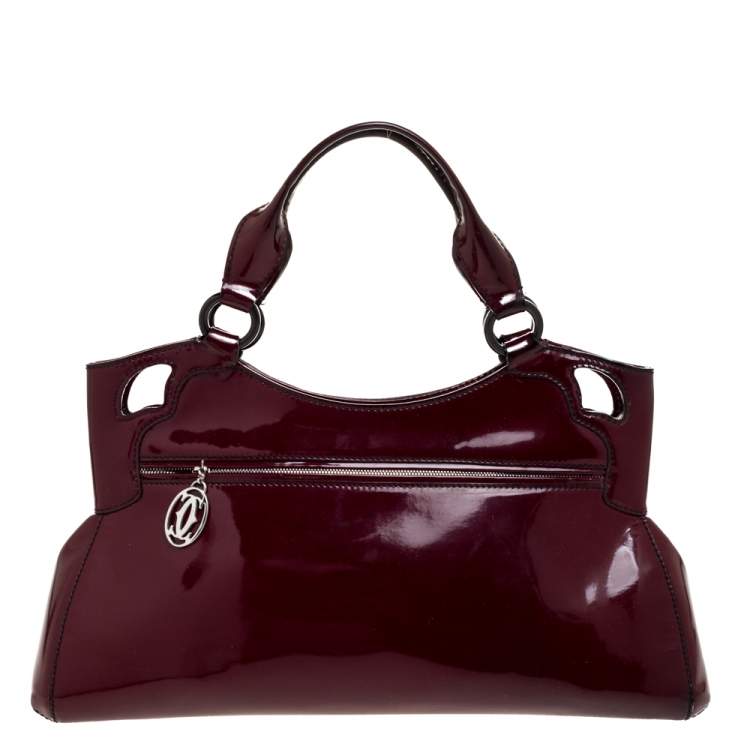 Pre Owned Cartier Red Patent Leather Small Marcello De Cartier Bag