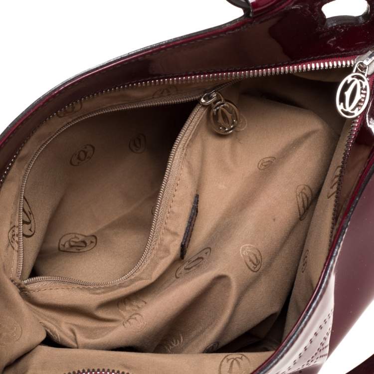 Pre Owned Cartier Red Patent Leather Small Marcello De Cartier Bag