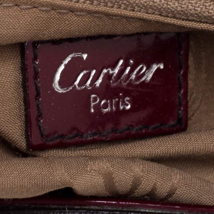 Pre Owned Cartier Red Patent Leather Small Marcello De Cartier Bag