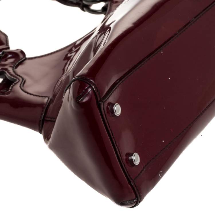 Pre Owned Cartier Red Patent Leather Small Marcello De Cartier Bag