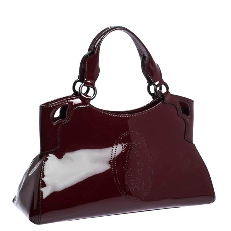 Pre Owned Cartier Red Patent Leather Small Marcello De Cartier Bag