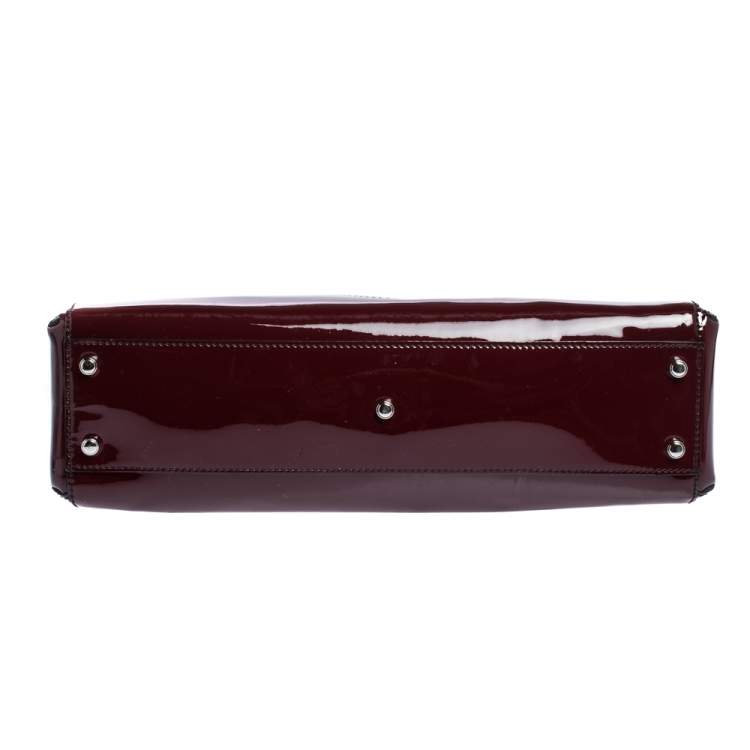 Pre Owned Cartier Red Patent Leather Small Marcello De Cartier Bag