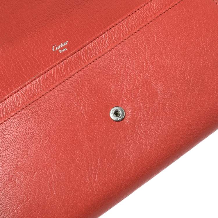Pre Owned Cartier Orange Leather LOVE Continental Wallet