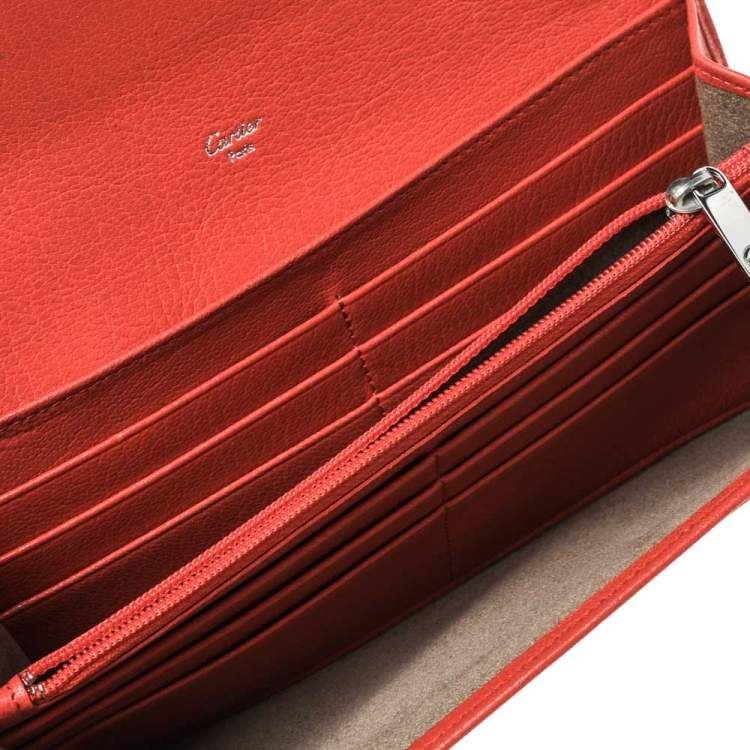 Pre Owned Cartier Orange Leather LOVE Continental Wallet