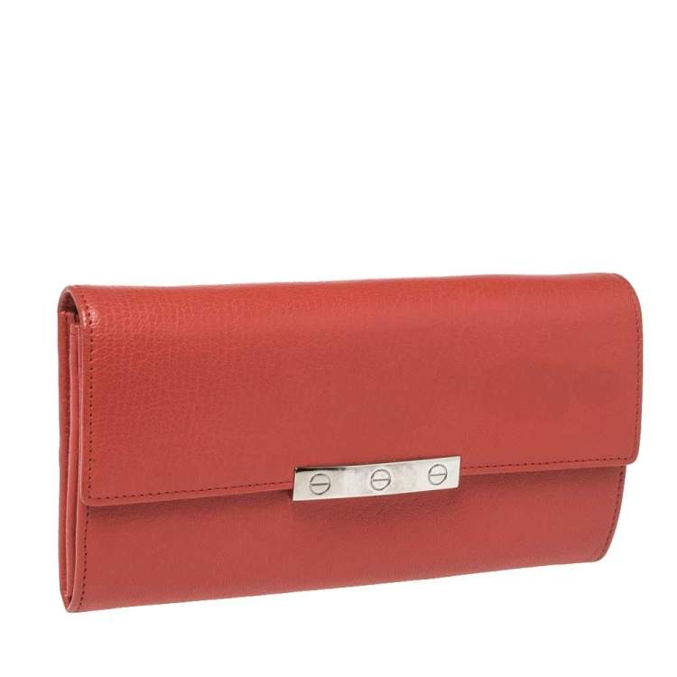 Pre Owned Cartier Orange Leather LOVE Continental Wallet