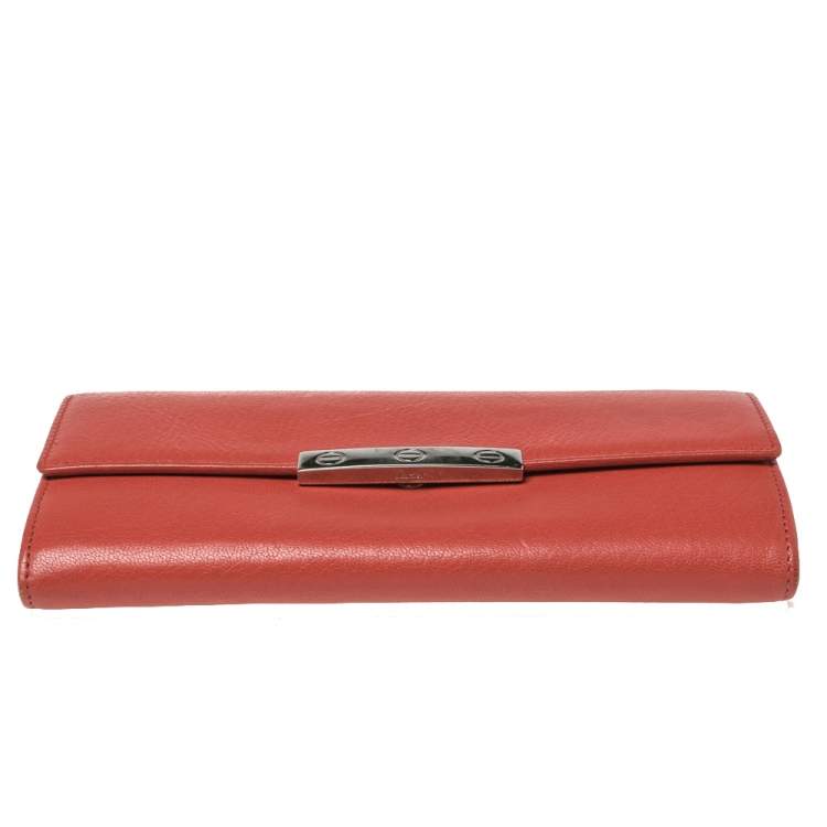 Pre Owned Cartier Orange Leather LOVE Continental Wallet