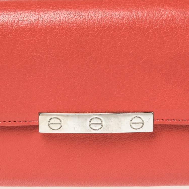 Pre Owned Cartier Orange Leather LOVE Continental Wallet