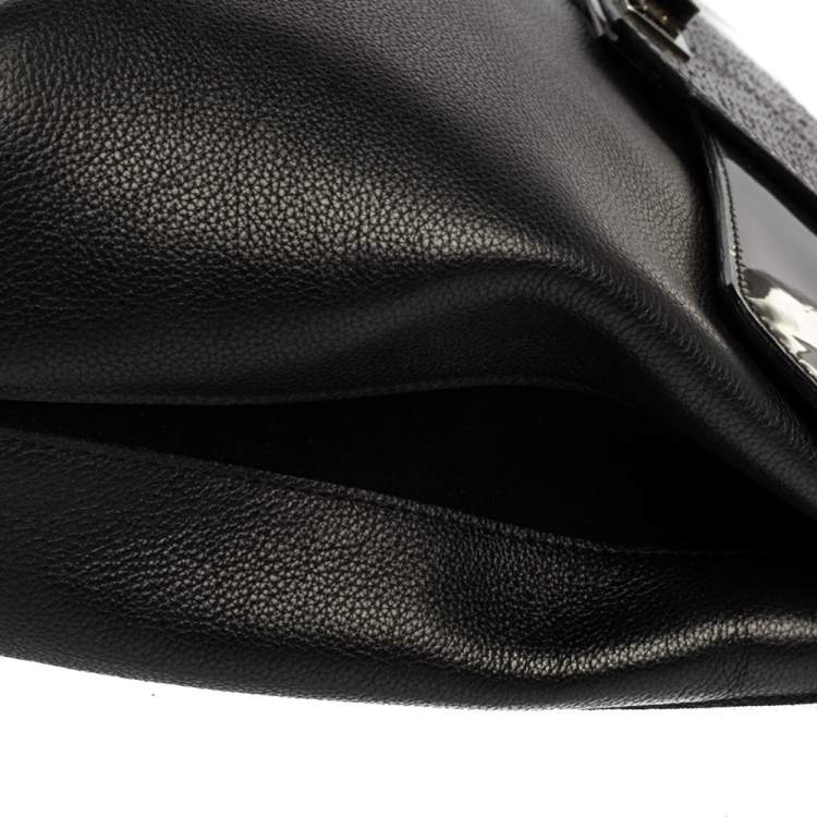 Pre Owned Cartier Black Leather and Python Classic Feminine Line Top Handle Bag