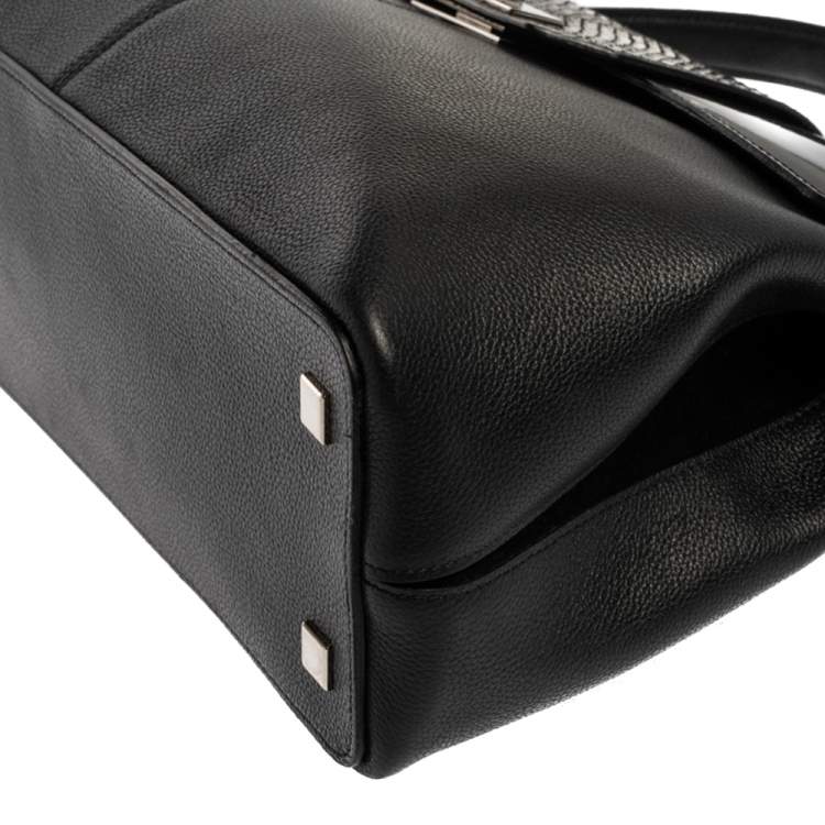 Pre Owned Cartier Black Leather and Python Classic Feminine Line Top Handle Bag