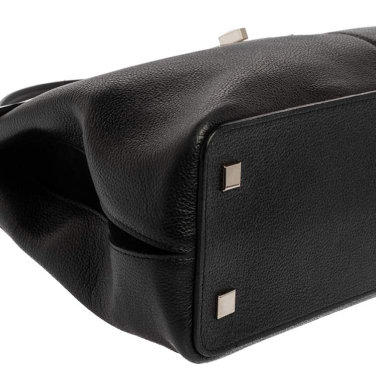 Pre Owned Cartier Black Leather and Python Classic Feminine Line Top Handle Bag