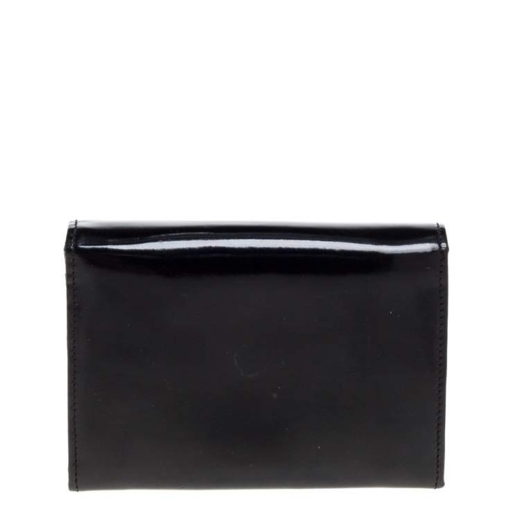 Pre Owned Cartier Black Patent Leather Compact Wallet
