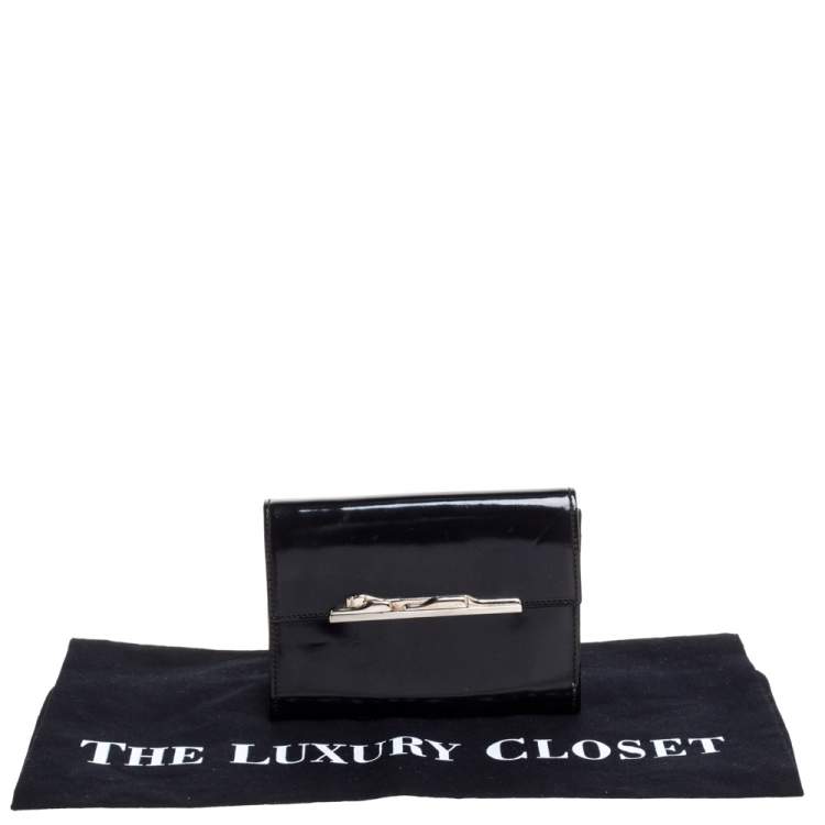 Pre Owned Cartier Black Patent Leather Compact Wallet