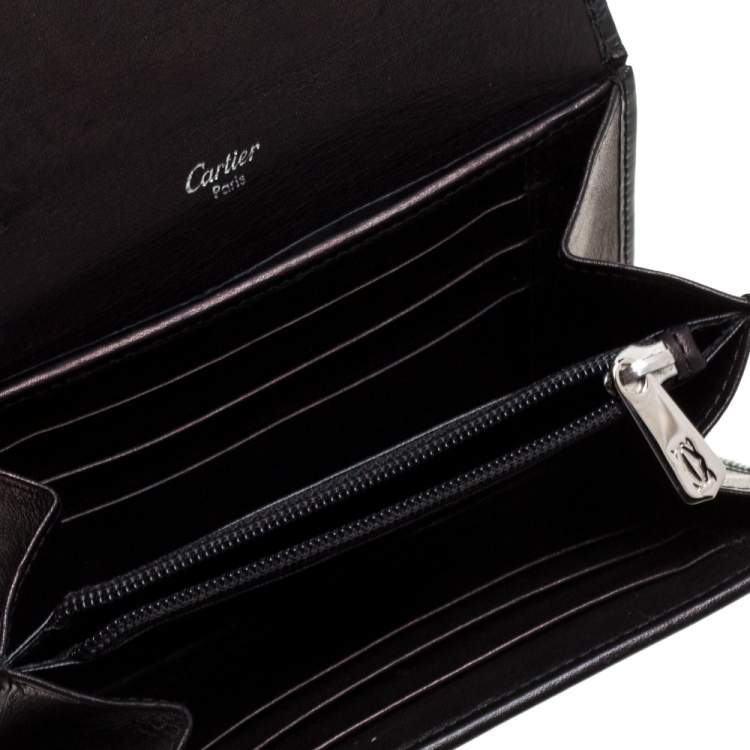 Pre Owned Cartier Black Patent Leather Compact Wallet