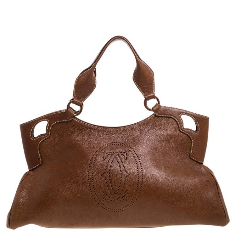 Pre Owned Cartier Brown Leather Medium Marcello de Cartier Bag
