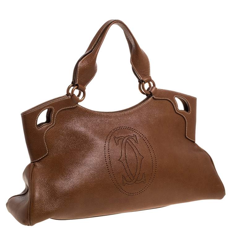 Pre Owned Cartier Brown Leather Medium Marcello de Cartier Bag