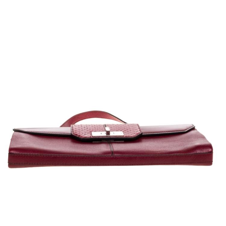 Pre Owned Cartier Red Leather and Python Classic Feminine Line Shoulder Bag