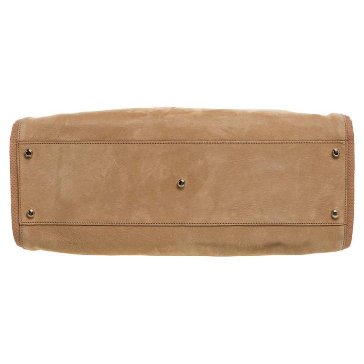 Pre Owned Cartier Beige Nubuck Leather and Lizard Medium Marcello de Cartier Bag