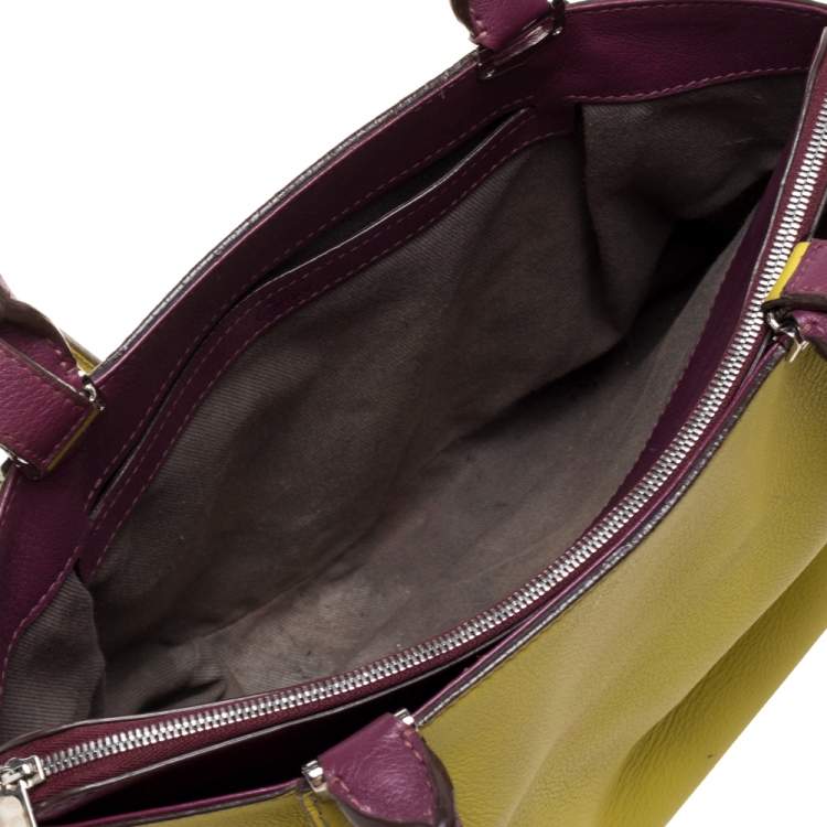 Pre Owned Cartier Yellow/Purple Leather C De cartier Small Tote