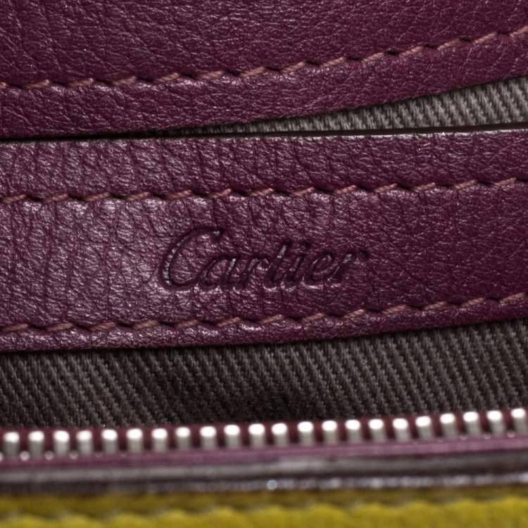Pre Owned Cartier Yellow/Purple Leather C De cartier Small Tote
