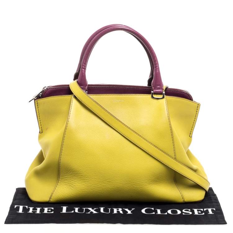 Pre Owned Cartier Yellow/Purple Leather C De cartier Small Tote