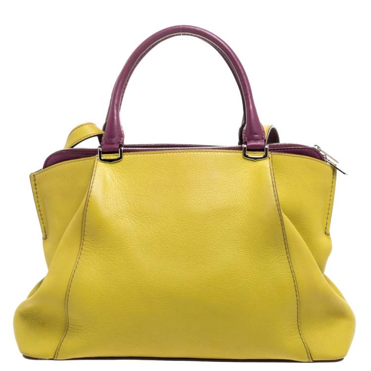 Pre Owned Cartier Yellow/Purple Leather C De cartier Small Tote