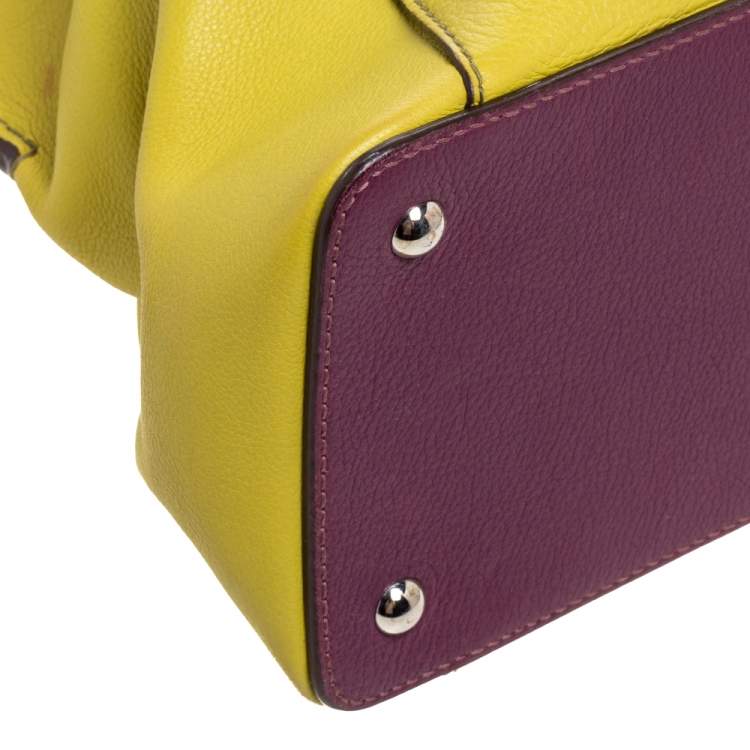 Pre Owned Cartier Yellow/Purple Leather C De cartier Small Tote