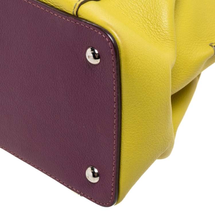 Pre Owned Cartier Yellow/Purple Leather C De cartier Small Tote