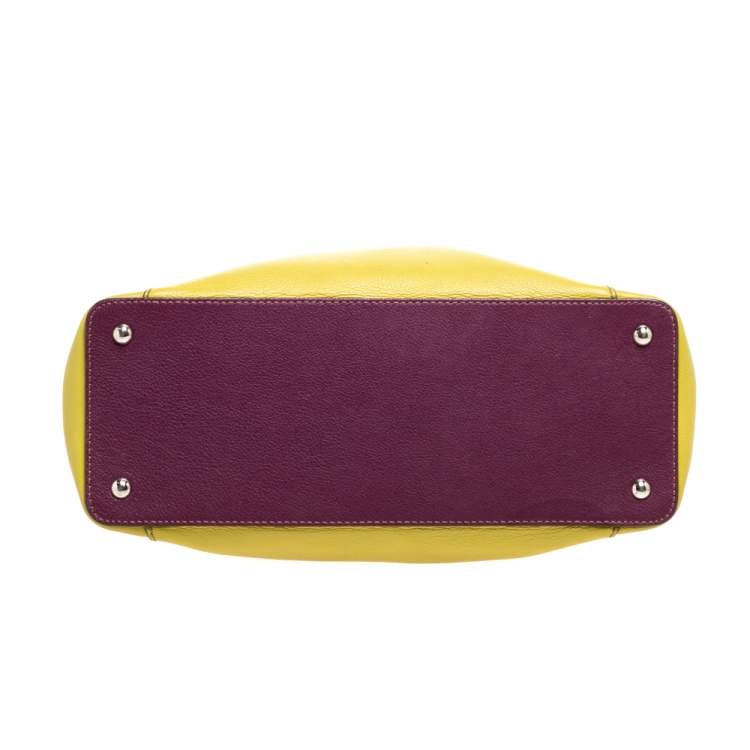 Pre Owned Cartier Yellow/Purple Leather C De cartier Small Tote