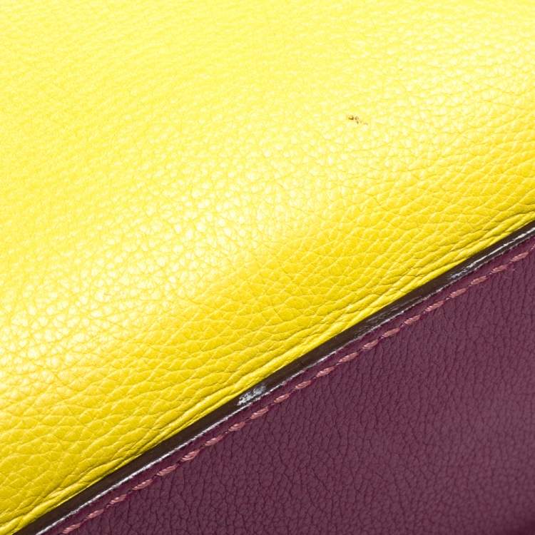 Pre Owned Cartier Yellow/Purple Leather C De cartier Small Tote