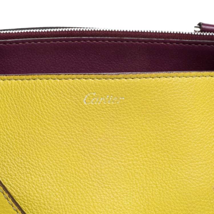 Pre Owned Cartier Yellow/Purple Leather C De cartier Small Tote