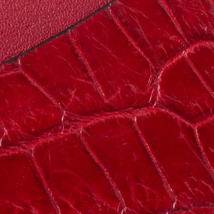 Pre Owned Cartier Red Crocodile Must De Cartier Card Holder