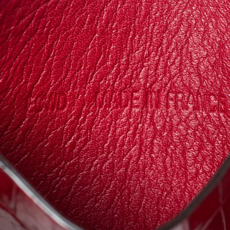 Pre Owned Cartier Red Crocodile Must De Cartier Card Holder