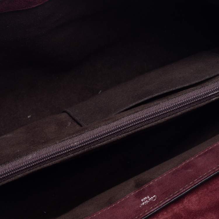 Pre Owned Cartier Burgundy Patent Leather/Suede and Python Feminine Line Top Handle Bag