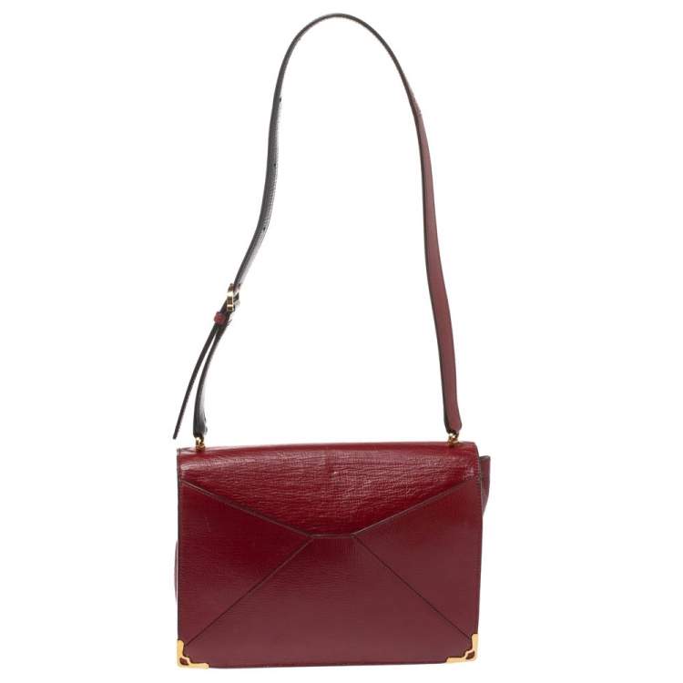 Pre Owned Cartier Red Leather Envelope Shoulder Bag