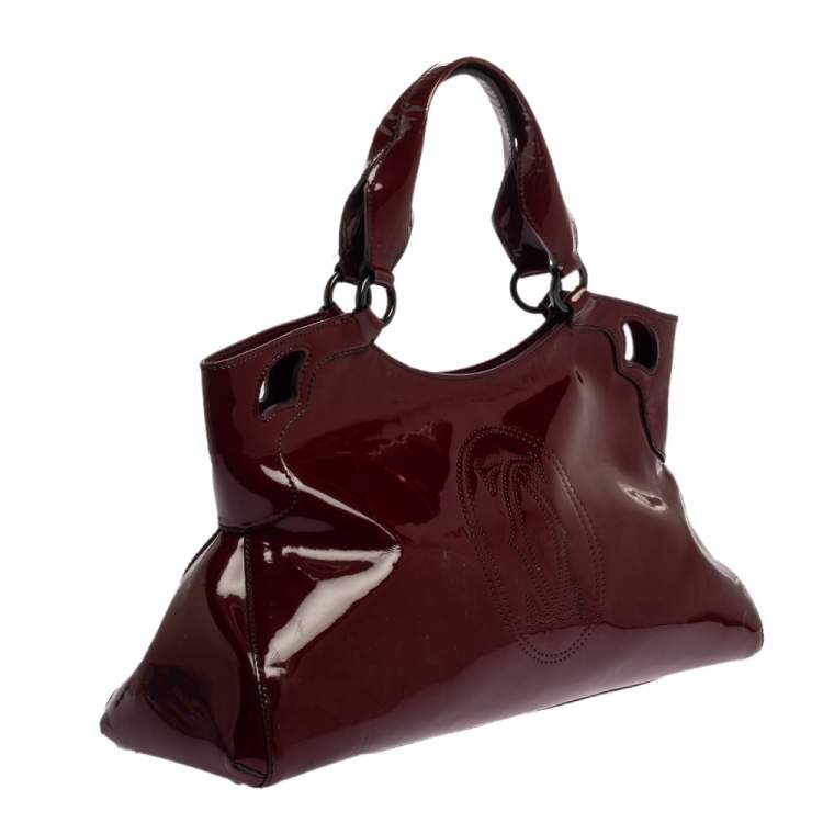 Pre Owned Cartier Burgundy Patent Leather Medium Marcello de Cartier Bag