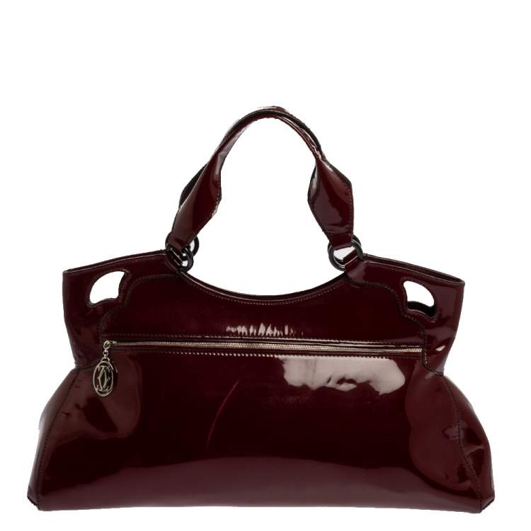 Pre Owned Cartier Burgundy Patent Leather Medium Marcello de Cartier Bag