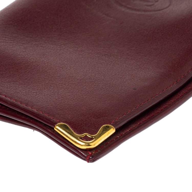 Pre Owned Cartier Maroon Leather Must De Cartier Wallet