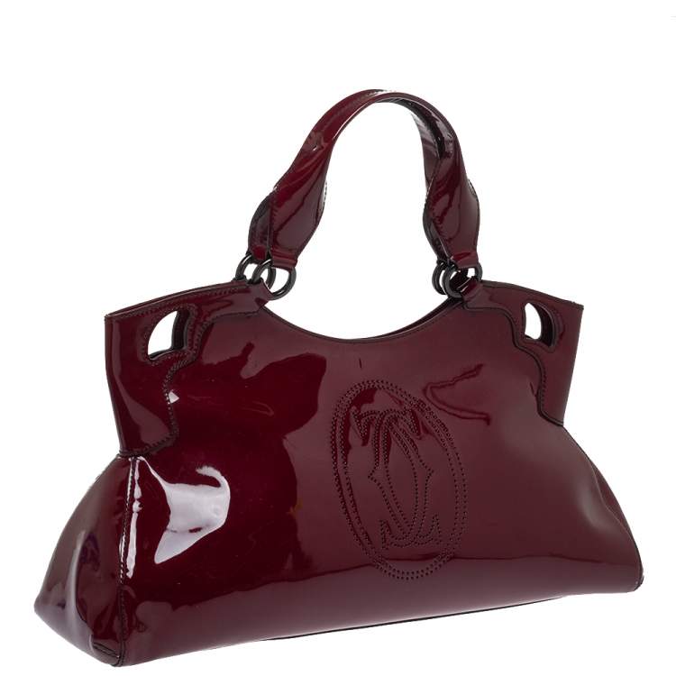 Pre Owned Cartier Burgundy Patent Leather Medium Marcello de Cartier Bag