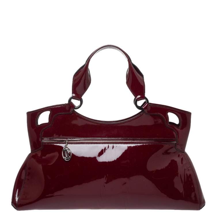 Pre Owned Cartier Burgundy Patent Leather Medium Marcello de Cartier Bag