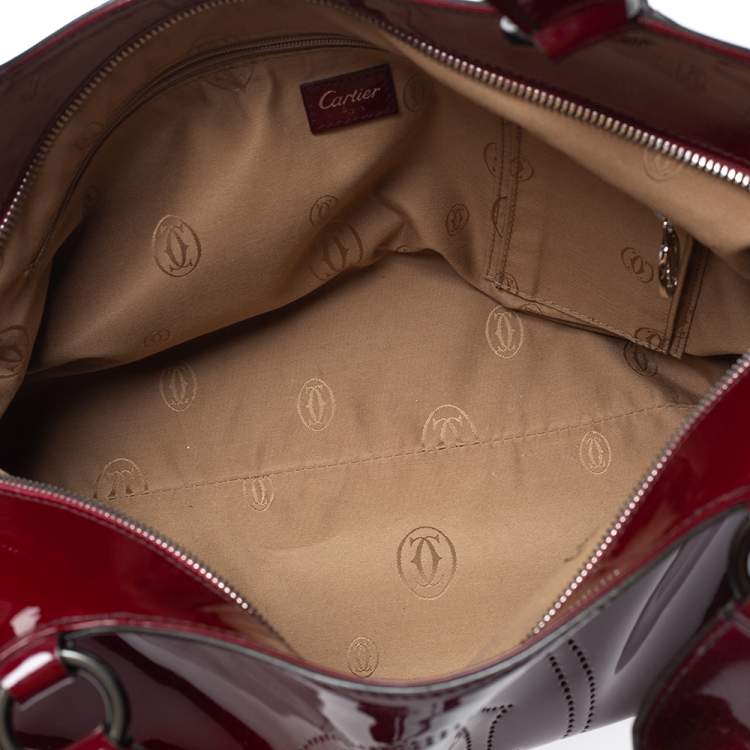 Pre Owned Cartier Burgundy Patent Leather Medium Marcello de Cartier Bag