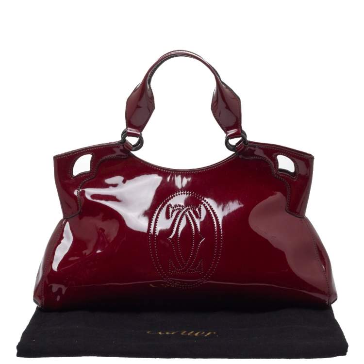 Pre Owned Cartier Burgundy Patent Leather Medium Marcello de Cartier Bag