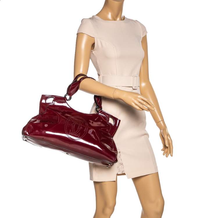 Pre Owned Cartier Burgundy Patent Leather Medium Marcello de Cartier Bag