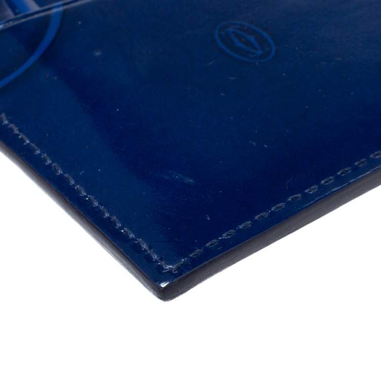 Pre Owned Cartier Blue Patent Leather Happy Birthday Card Holder
