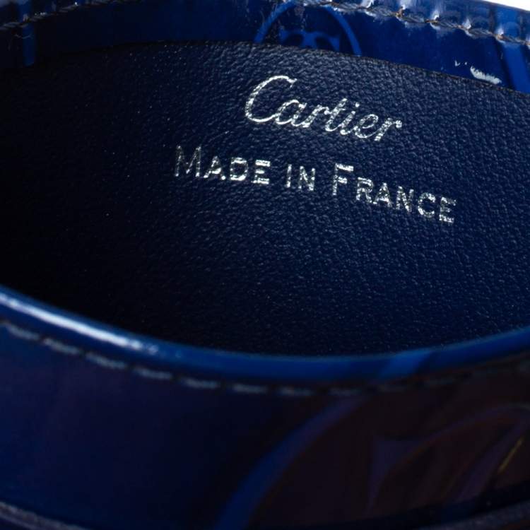 Pre Owned Cartier Blue Patent Leather Happy Birthday Card Holder