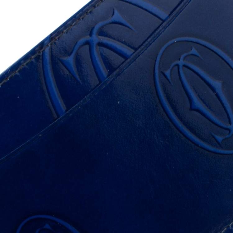 Pre Owned Cartier Blue Patent Leather Happy Birthday Card Holder
