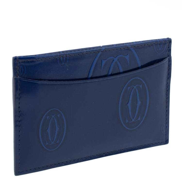 Pre Owned Cartier Blue Patent Leather Happy Birthday Card Holder
